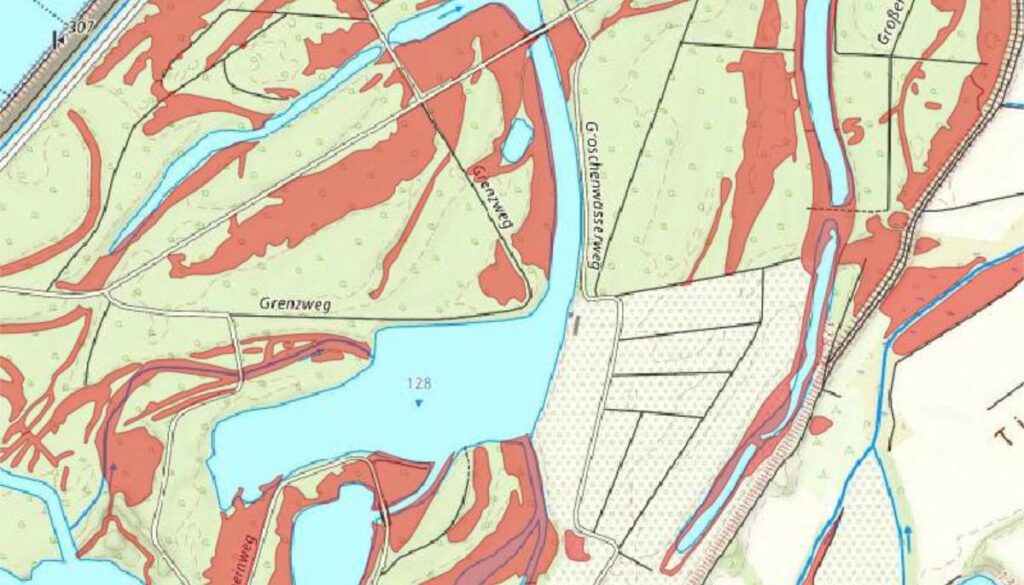 Ein Kartenausschnitt mit Brutstättenkartierung.