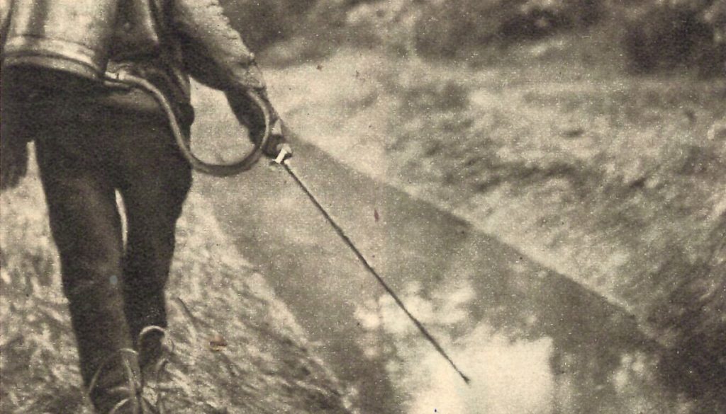 Eine Behandlung gegen Stechmückenlarven im Jahr 1933.